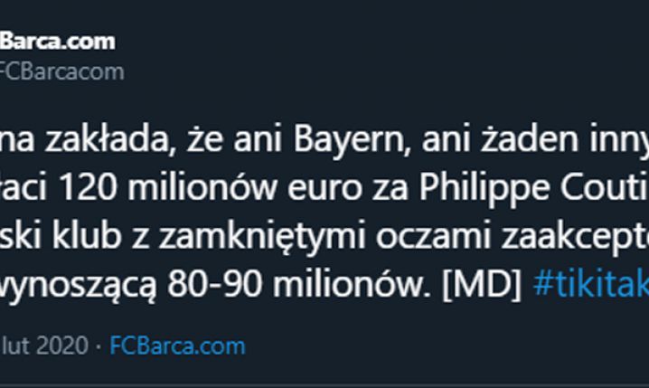 TAKĄ OFERTĘ przyjmie Barca za Coutinho... :D